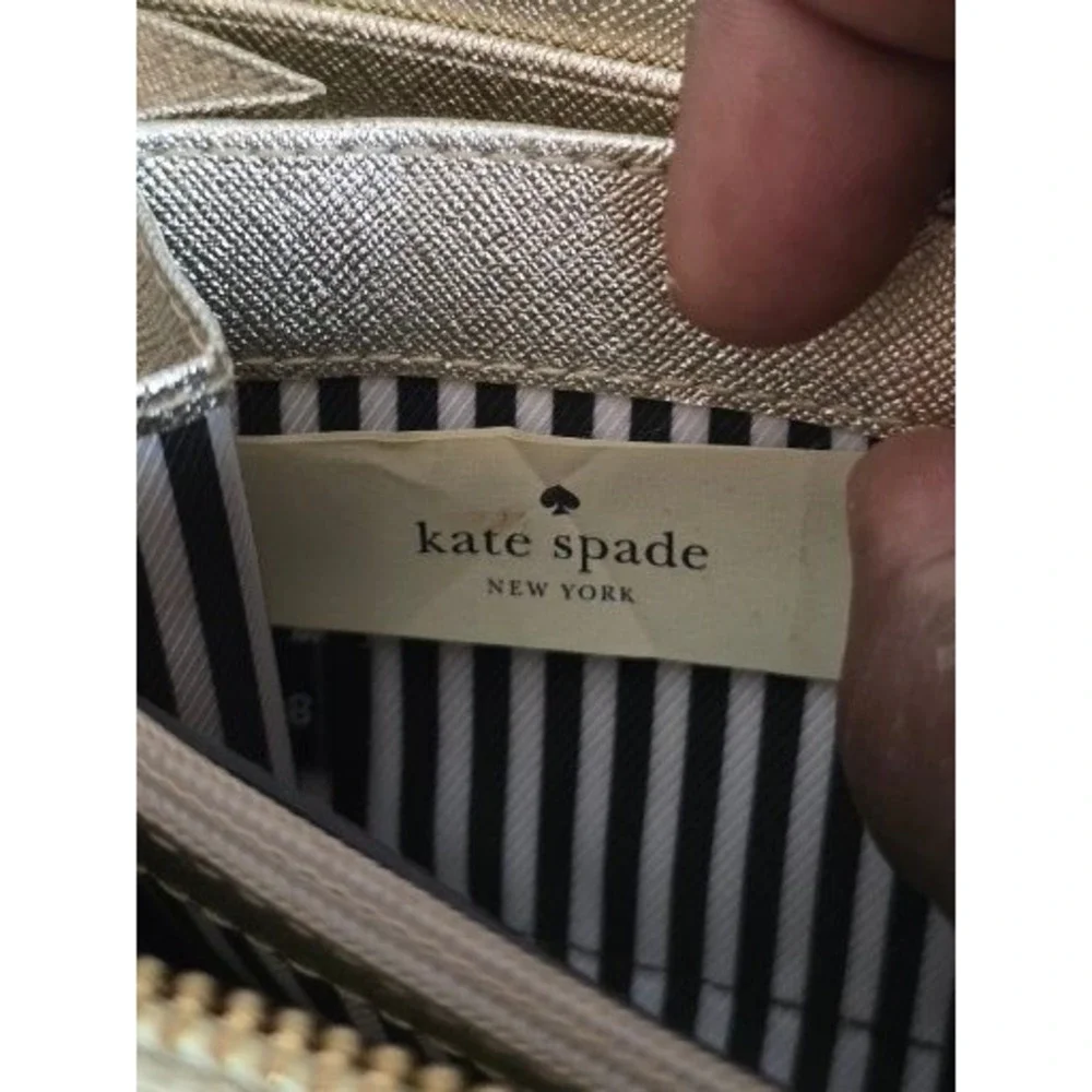 Kate Spade New York Gold Metallic Saffiano Leather Zip Around Continental Wallet